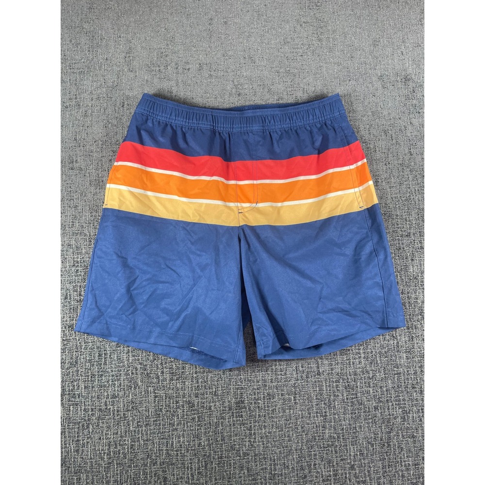 Chubbies Mens 7 Inch Inseam Swim Trunks Navy‎ Blue Retro Stripe Small